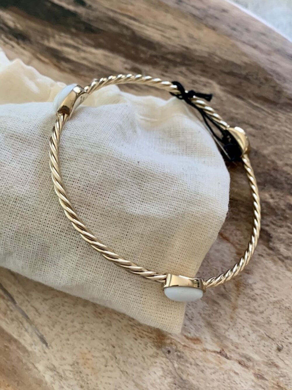 Dyrberg/Kern Dolkar white jade bracelet boho twisted metal design